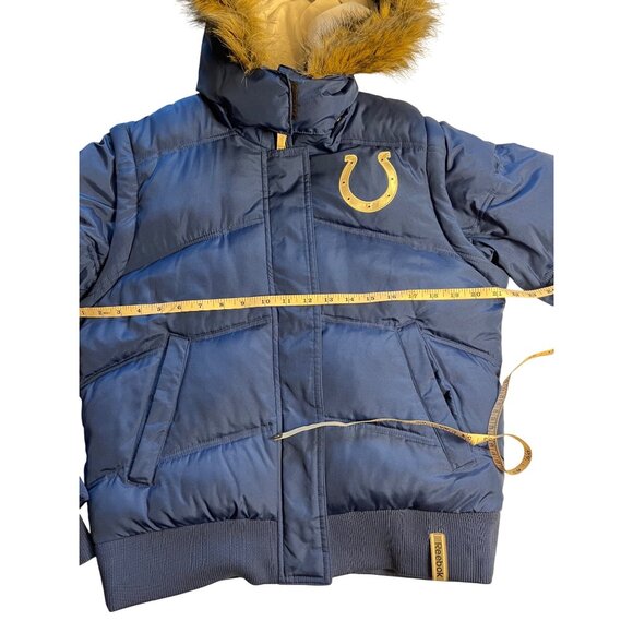 Reebok Colts Womens M Blue Puffer Jacket W/ Faux Fur Hood Convertible To Vest - Picture 13 of 15